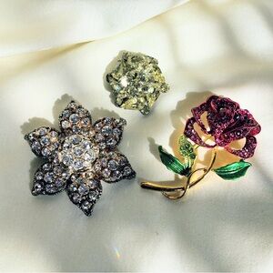 Set of 3 vintage rhinestone brooches jewelry #rhinestones #brooches